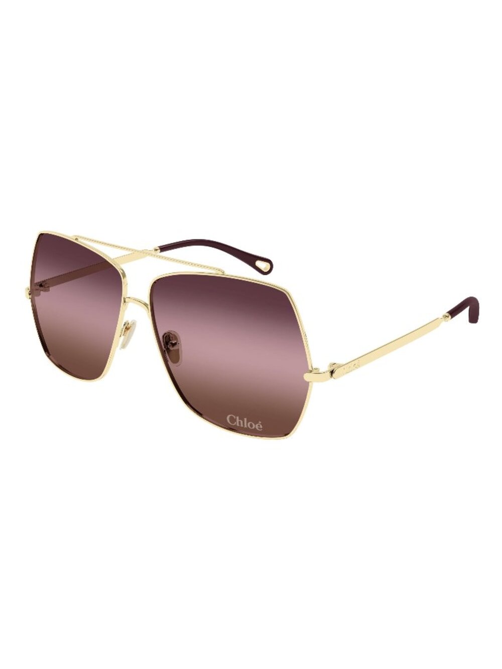 New Chloé Women's Sunglasses Gold Square Red Lens Metal Frame CH0278S 003 62